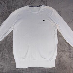 Lacoste Men's White cotton knitted jumper/ sweater